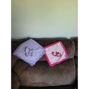 (2)Tiddliwinks Baby Security Blanket Purple Pink Lavender Velour Butterfly Lovey